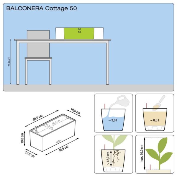 Balconera cottage 50 dimensions