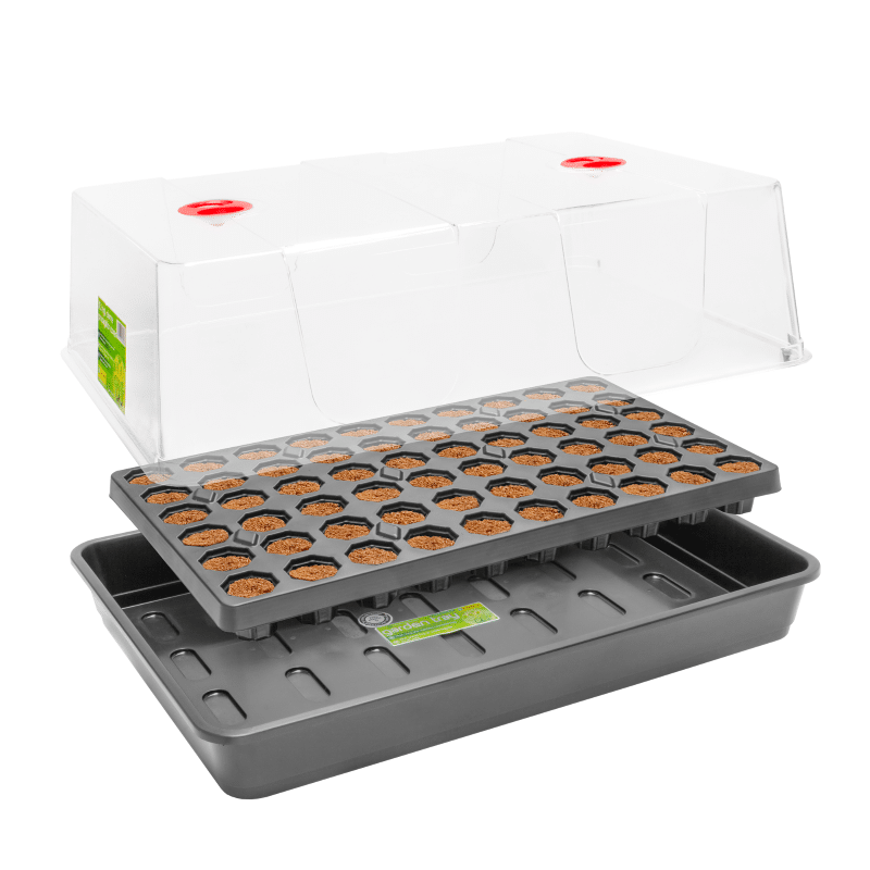 Unheated Propagation Kit, Dry Cell Filled Coco Fiber Rooting Cube Seedling Tray with removeable lid